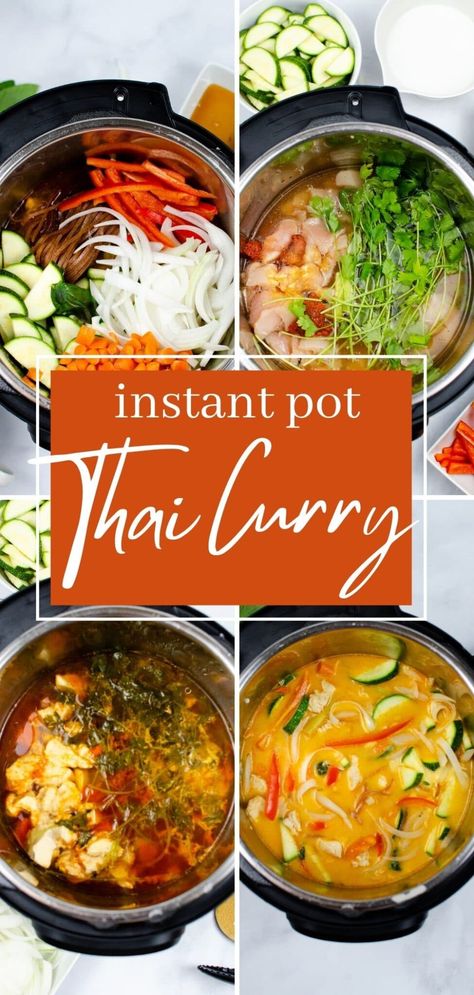 Thai Food Instant Pot Recipes, Thai Red Curry Chicken Instant Pot, Thai Instapot Recipes, Thai Chicken Soup Instant Pot, Asian Soup Instant Pot, Thai Coconut Curry Chicken Instant Pot, Instant Pot Thai Chicken Curry, Thai Chicken Instant Pot Recipes, Instant Pot Panang Curry Chicken