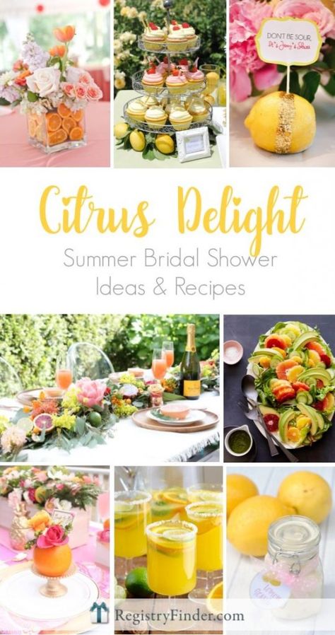 Hot Summer Bridal Shower Themes and Recipes | Party Decor Ideas Summer Bridal Shower Ideas, Summer Bridal Shower Decorations, Summer Bridal Shower Themes, Spring Bridal Shower Decorations, Unique Bridal Shower Themes, Bridal Shower Colors, Bridal Shower Themes, Lemon Themed Bridal Shower, Bridal Parties Colors