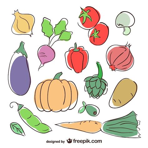 Painted Vegetables, Cartoon Vegetables, Doodle Colorful, Vegetables Illustration, Vegetable Drawing, Vegetable Illustration, Photos Hd, Food Drawing, Food Illustrations