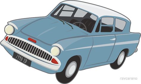 Flying Ford Anglia Flying Car Harry Potter Drawing, Flying Car Harry Potter, Flying Car Drawing, Ford Anglia Harry Potter, Scrap Stickers, Harry Potter Flying Car, Flying Ford Anglia, Harry Potter Car, Harry Potter Monopoly