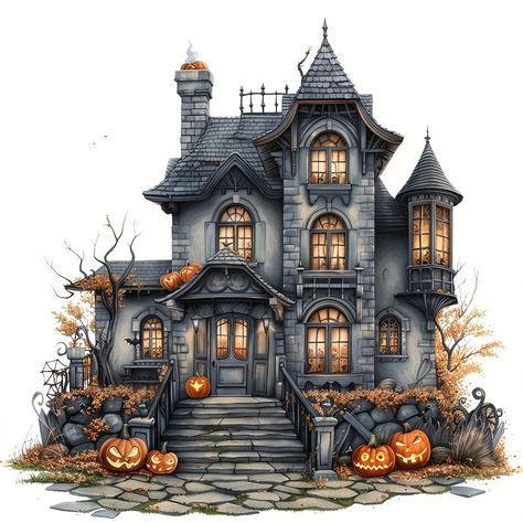 Faster shipping. Better service Victorian Witch House, Spooky Houses, Casa Halloween, House Clipart, Pumpkin Clipart, Image Background, Witch House, Mansions Homes, Diamond Mosaic