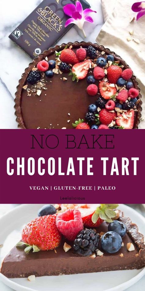 No Bake Chocolate Tart, Vegan Chocolate Tart, Healthy Tart, Mold Recipes, Nobake Dessert, Tart Vegan, Tarte Vegan, Vegan Tarts, Chocolate Tarts Recipe