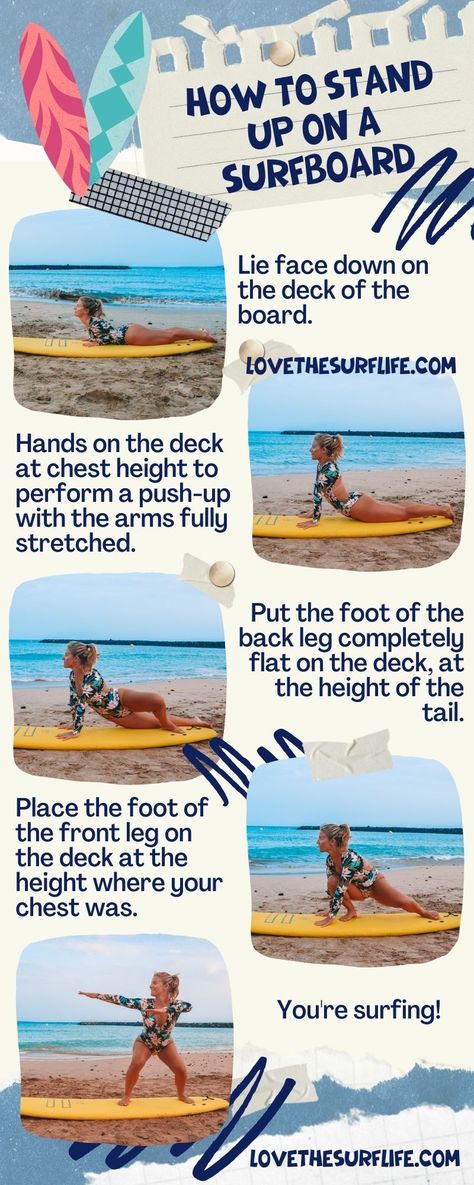 Types Of Surfboards, How To Stand Up On A Surfboard, Learning How To Surf, Surf Tips For Beginners, How To Pop Up On A Surfboard, Surfing For Beginners, Surf Workout Training, Surfing Tips For Beginners, Surf Pop Up