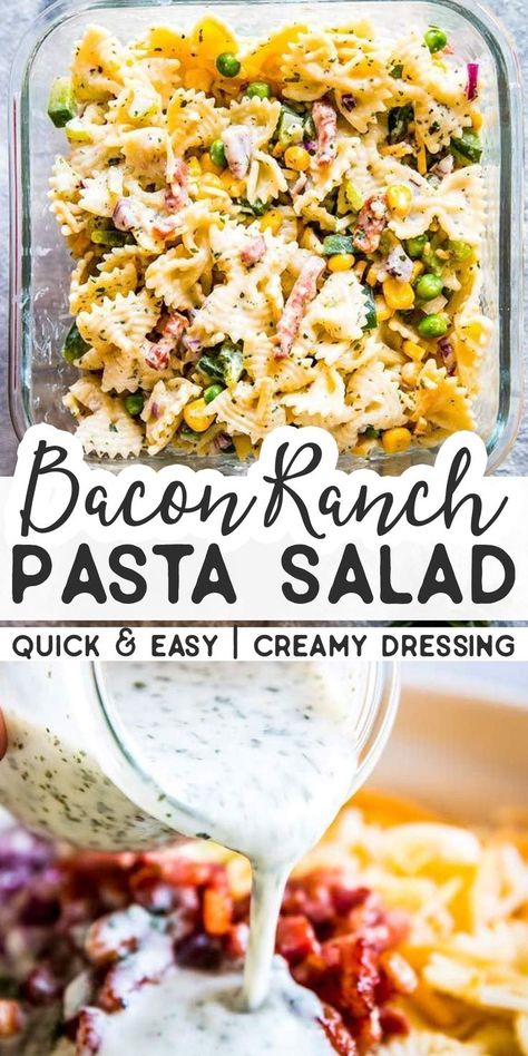 Easy Summer Side Dishes For Bbq, Sides For Bbq Parties, Side For Bbq, Salads For Bbq, Barbeque Side Dishes, Potluck Bbq, Creamy Pasta Salad, Yummy Vegetables, Bacon Ranch Pasta