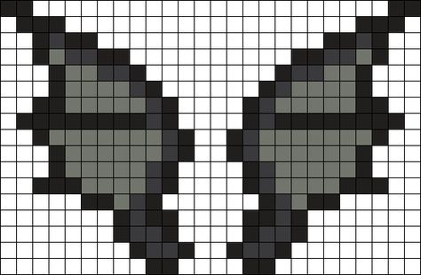 Bat Wings Perler Bead Pattern | Bead Sprites | Misc Fuse Bead Patterns Perler Bead Wings, Vampire Perler Beads, Wings Perler Beads, Cryptid Perler Beads, Therian Perler Bead, Perler Bead Patterns Aesthetic, Moth Perler Bead Patterns, Bat Perler Bead Pattern, Perler Bead Moth