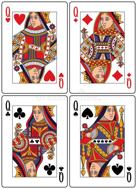 Playing Cards - Queens. Set of four colored queens (hearts, diamonds, clubs and , #Sponsored, #colored, #queens, #hearts, #Set, #Playing #ad Photo Playing Cards, Unique Playing Cards, Clip Boards, Jack Of Spades, Happy Tree Friends Flippy, Club Tattoo, Hearts Playing Cards, Playing Cards Art, Playing Cards Design