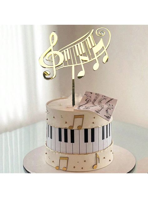 Gold  Collar  PMMA   Embellished   Event & Party Supplies Music Birthday Party Theme, Music Cake Ideas, Music Note Cake, Piano Cake, Music Themed Cakes, Piano Cakes, Music Birthday Party, Music Cake, Nota Musical