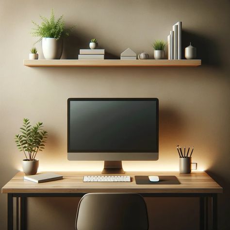 Attractive Floating Shelves Above Desk Ideas – Shelf Expression Above Desk Ideas, Floating Shelves Above Desk, Shelf Above Desk, Minimalist Desk Decor, Shelves Above Desk, Above Desk, Office Wall Organization, Home Office Closet, Custom Floating Shelves