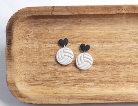 Volleyball Clay Earrings, Clay Sports Earrings, Fan Jewelry, Team Mom, Clay Design, Sports Theme, Clay Tutorials, Geometric Earrings, School Spirit