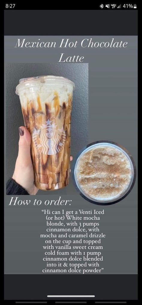 Starbucks Hot Chocolate, Starbucks Drink Menu, Starbucks Latte, Starbucks Secret Menu Recipes, Cold Starbucks Drinks, Starbucks Drinks Diy, Secret Starbucks Recipes, Iced Starbucks Drinks, Coffee Recipes Starbucks