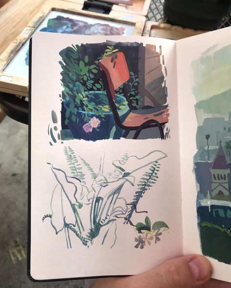 Paint Sketchbook Ideas, Fill Sketchbook Ideas, Filled Sketchbook Page, How To Fill A Sketchbook, Ideas To Fill A Sketchbook, Michael Relth, Filled Sketchbook, Museum Sketchbook, Fill Sketchbook