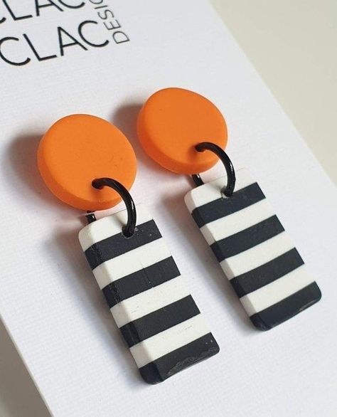 Red And Black Polymer Clay Earrings, Red Clay Earrings, Orange Circle, Polymer Clay Flower Jewelry, Diy Earrings Polymer Clay, Polymer Clay Jewelry Tutorials, Handmade Clay Jewelry, Red Circle, Polymer Earrings