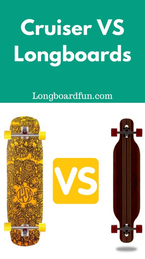 Are you stuck between a cruiser and a longboard? Do you want to learn the basic differences and which one is best for you? Longboard Cruising, Longboard Cruiser, Cruiser Boards, Beginner Skateboard, Longboard Decks, Large Truck, Deck Size, Small Deck, Longboards