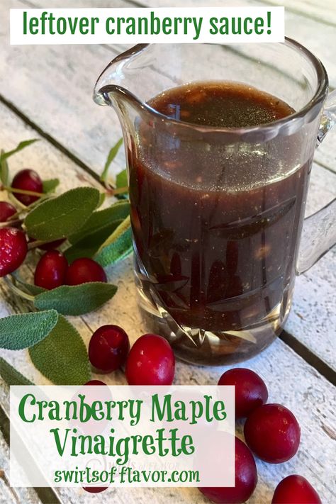 Cranberry Maple Vinaigrette is an easy recipe for homemade salad dressing that combines your leftover cranberry sauce with maple syrup and balsamic vinegar. Our cranberry salad dressing is a sweet and tangy vinaigrette that complements any salad! Cranberry Vinaigrette, Cranberry Sauce Thanksgiving, Maple Vinaigrette, Homemade Balsamic Vinaigrette, Thanksgiving Salad, Leftover Cranberry Sauce, Cranberry Salad, Salad Dressing Recipes Homemade, Vinaigrette Recipes