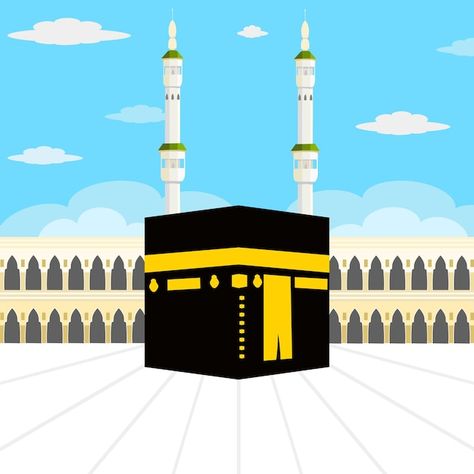 Illustration of kaaba in mecca with blue... | Premium Vector #Freepik #vector #mecca #makkah #haram #hajj Kabah Mecca Drawing, Mecca Drawing, Mecca Illustration, Kaaba Drawing, Quran Activities, Women's Day Cards, Muslim Kids Activities, Canvas Art Painting Abstract, Read Caption