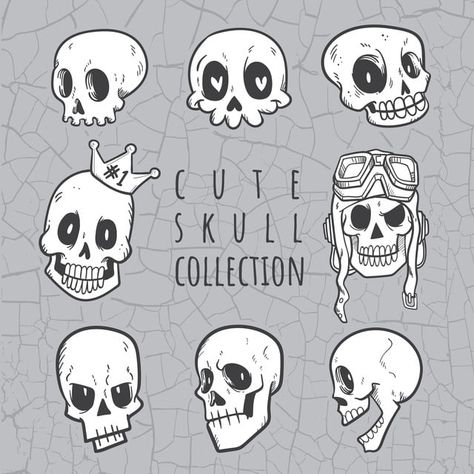 Doodle Skull, Banner Doodle, Doodles Bonitos, Simple Skull, Skull Collection, Doodle Png, Pen Doodles, Skeleton Drawings, Cute Doodle