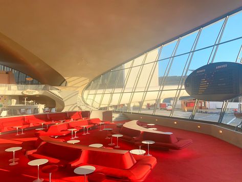 What Staying at the TWA Hotel is Really Like Twa Hotel, Comfortable Beds, Retro Interior Design, Futuristic Interior, Rooftop Restaurant, Retro Interior, Age 50, Hotel Guest, Dressed To The Nines