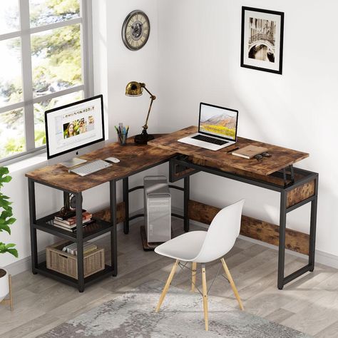 Computer Desks, Writing Desks, Desks, Writing Table, L-Shaped Desks, Corner Desks, Desks With Shelves, Office Furniture, Pre-Order - Tribesigns L Shaped Desk With Storage, Two Person Desk, L Shape Desk, Corner Computer Desk, Desk Area, Desk With Storage, Adjustable Height Standing Desk, Sit To Stand, Adjustable Standing Desk