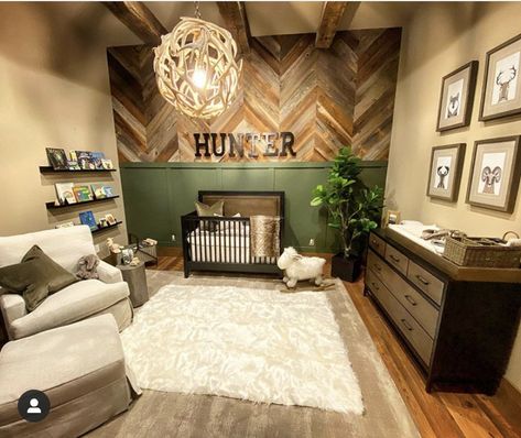 Hunter nursery Cute Country Nursery Ideas, Boho Hunting Nursery, Ducks And Deer Nursery, Mixed Nursery Furniture, Hunter Nursery Ideas, Hunter Nursery Theme, Western Nursery Ideas Farmhouse, Rustic Country Nursery, Cowboy Door Hanger For Hospital