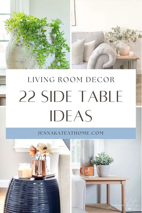 Whether they're known as side tables, end tables, or accent tables, these versatile pieces come in numerous forms and finding the perfect fit for your living room isn't always easy. Check out these 22 creative side table ideas to enhance your living area. How To Style Side Table Living Room, Side Tables In Living Room Decor Ideas, Decorating Side Tables In Living Room, Decorating End Tables Living Room, Living Room End Table Decor Ideas, End Tables Living Room Decor, Side Table Ideas Living Room, Round End Tables Living Room, End Table Styling