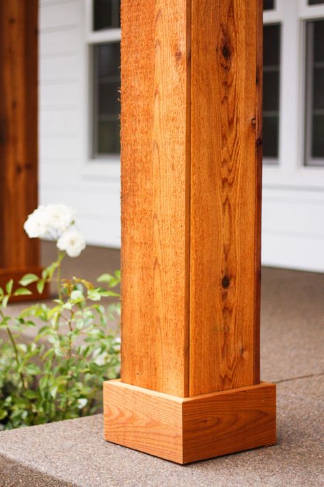 Front Porch Pillars, Front Porch Remodel, Front Porch Posts, Porch Pillars, Front Porch Columns, Porch Kits, Cedar Posts, Porch Remodel, Building A Porch