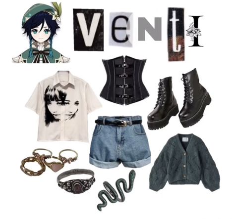 Venti Casual Outfit Genshin, Venti Outfit Ideas, Venti Inspired Outfits, Character Inspired Outfits Casual Cosplay, Genshin Impact Inspired Outfits, Venti Outfit, Venti Clothes, Modern Venti, Genshin Inspired Outfits