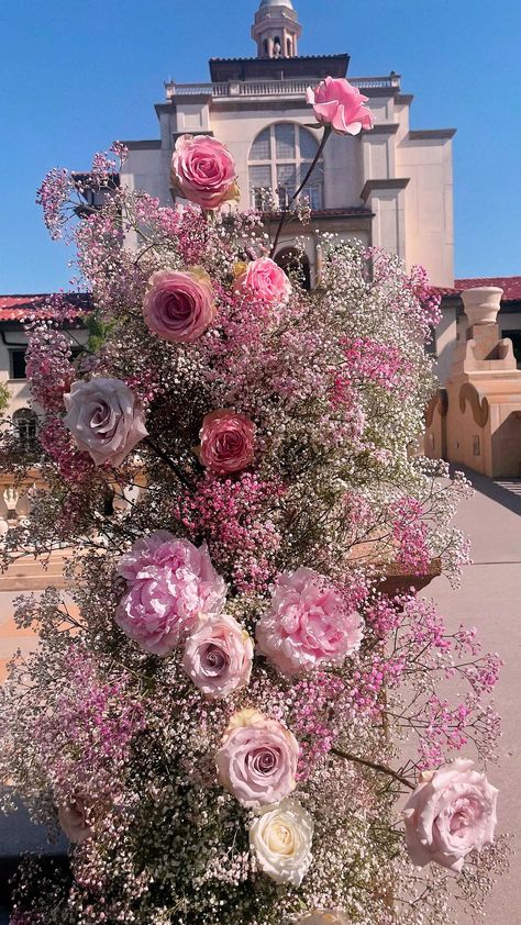 Pink Flower Wedding Decoration, Pink Baby’s Breath, Pink Engagement Decor, Pink Ceremony Flowers, Pink Babysbreath, Pink Chuppah, Pink Wedding Aesthetic, Pink Flower Arch, Pink Floral Arch