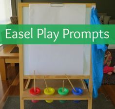 Information about Easel Play Prompts, what an easel play prompt is and why easel play activities Easel Ideas, Play Prompts, Preschool Painting, Preschool Centers, Easel Painting, Early Childhood Teacher, Toddler Arts And Crafts, Art Easel, Easel Activities