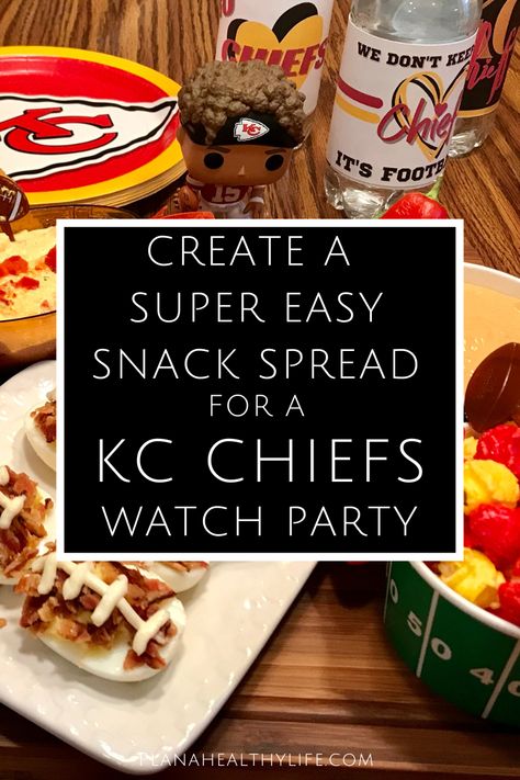 Want to host a Chiefs watch party with minimal effort? Here are lots of ideas for simple snacks ... Chiefs Themed Snacks, Chiefs Game Day Food, Kansas City Chiefs Tailgate Ideas, Kc Chiefs Charcuterie Board, Chiefs Party Food, Kc Chiefs Snacks, Kansas City Chiefs Food Ideas, Chiefs Football Food, Chiefs Birthday Party Ideas