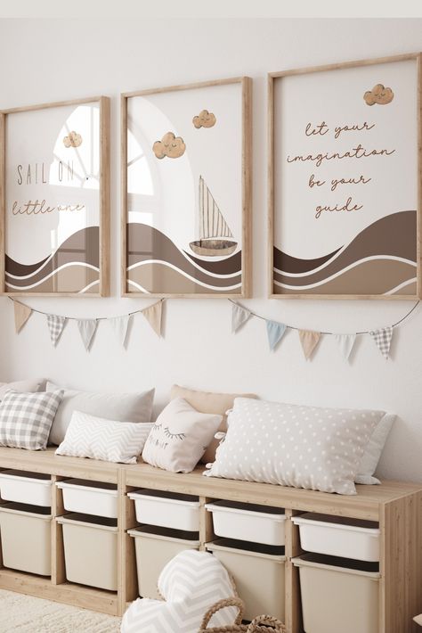 Sailboat Nursery Neutral, Sailing Theme Nursery, Sail Boat Nursery Theme, Upscale Playroom, Boat Nursery Theme, Modern Ocean Nursery, Seagull Nursery, Boat Themed Nursery, Sailboat Nursery Baby Boy