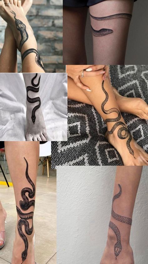 Snake Ankle Tattoo, Snake Tattoo, Hip Tattoo, Ankle Tattoo, Tattoo Inspo, Tatting, Tattoos, Ankle Tattoos