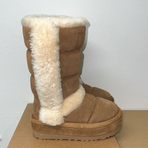 Ugg Chillapeak Tall Size-9 Chestnut New/No Box Ugg Chillapeak, Ugg Leather Boots, Ugg Scuffette, Uggs Moccasins, Tall Uggs, Brown Leather Riding Boots, Ugg Tasman Slippers, Sequin Boots, Brown Boots Women