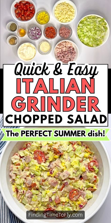 Homemade Chopped Salad, Chopped Grinder Sandwich Cucumber Salad, Subway Chopped Salad, Chopped Sandwich Salad, Chop Chop Salad Recipes, Chopped Italian Grinder Salad, Grinders Salad, Chopped Hoagie Salad, Chopped Sub In A Tub