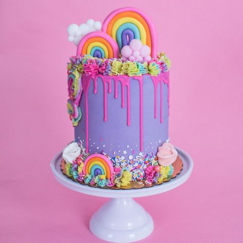 5 Rainbow Cake, Rainbow Candy Cake Birthday, Pastel Rainbow Buttercream Cake, Funfetti Unicorn Cake, Rainbow Sweet Cake, Girly Rainbow Cake, Rainbow Sparkle Cake, Rainbow Glitter Cake, Rainbow Barbie Cake