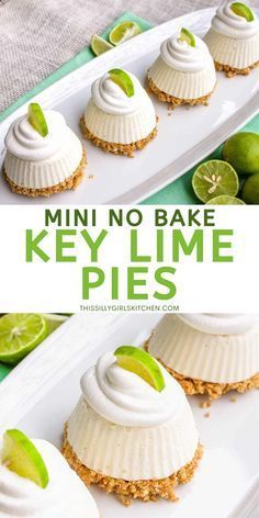 Frozen Pies, No Bake Key Lime Pie, Frozen Key Lime Pie, No Bake Key Lime, Key Lime Pies, Mini Key Lime Pies, Doctor Party, Lime Desserts, Keylime Pie Recipe