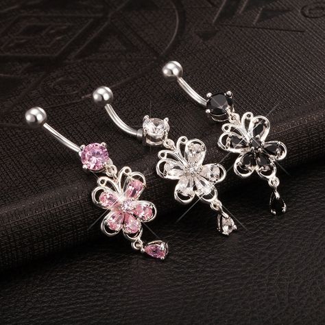 Lovely Fashion Crystal Butterfly Stainless Steel Belly Button Ring Sweet Piercing Navel Piercing Piercing Navel, Belly Piercings, Bellybutton Piercings, Belly Button Piercing Jewelry, Belly Piercing Jewelry, Cool Piercings, Belly Button Jewelry, Navel Jewelry, Cute Piercings