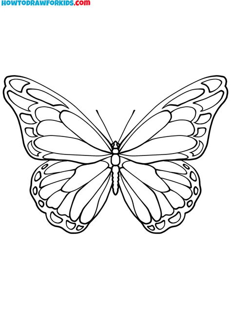 Butterfly Coloring Pages - Easy Drawing Tutorial For Kids Butterflies Colouring Pages, Butterfly Drawing Printable, How To Draw Butterfly Wings, Butterfly Coloring Sheet, Butterfly Sketch Easy, Butterfly Drawing With Color, Butterfly Drawing Black And White, Butterfly Images Printable, Butterfly Outline Printable