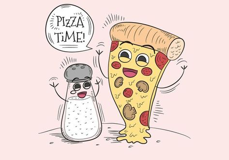 Funny Pizza And Salt Character for Pizza Time Funny Pizza Pictures, Pizza Pictures, Pizza Poster, Pizza Ideas, Funny Pizza, Pizza Funny, The Funny, Download Images, Vector Art