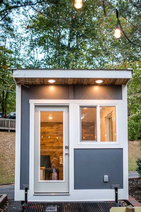 Office Shed Ideas, Office Sheds Backyard, Home Office Shed, Small Garden Office, Backyard Office Shed, Office Exterior, Sheds Ideas Backyard, Prefab Sheds, Tiny Home Office