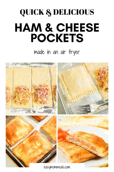 Homemade Ham & Cheese pockets are a perfect quick & easy replacement for hot pockets. They can be ready in the air fryer in less than 15 minutes and are a great recipe to try for lunch or dinner. Air Fryer Ham, Cheese Pockets, Hot Pocket Recipes, Recipes Using Crescent Rolls, Homemade Pizza Pockets, Homemade Hot Pockets, Homemade Ham, Freezable Meals, Pizza Pockets