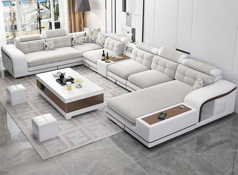 Luxury Sofa Design, Corner Sofa Design, Modern Sofa Living Room, Fabric Sectional Sofas, Living Room Sofa Set, Set Sofa, U Shaped Sofa, Living Room Sofa Design, Sofa Set Designs