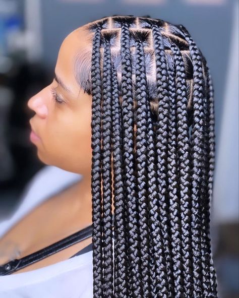 Med Knotless, Box Braids For Black Women, Medium Knotless, Belle Hairstyle, Braids For Black, Styles Braids, Big Box Braids Hairstyles, Feed In Braids Hairstyles, Goddess Braids Hairstyles