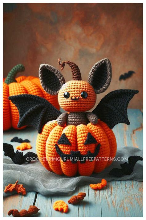 Amigurumi Bat Crochet Free Pattern Halloween Bat Crochet Patterns Free, Free Halloween Crochet Patterns Easy Crochet, Halloween Crochet Patterns Free Ideas, Halloween Arigumi, Diy Halloween Crochet, Fall Free Crochet Patterns, Amigurumi Pumpkin Pattern Free, Free Crochet Patterns For Halloween, Free Halloween Amigurumi Pattern