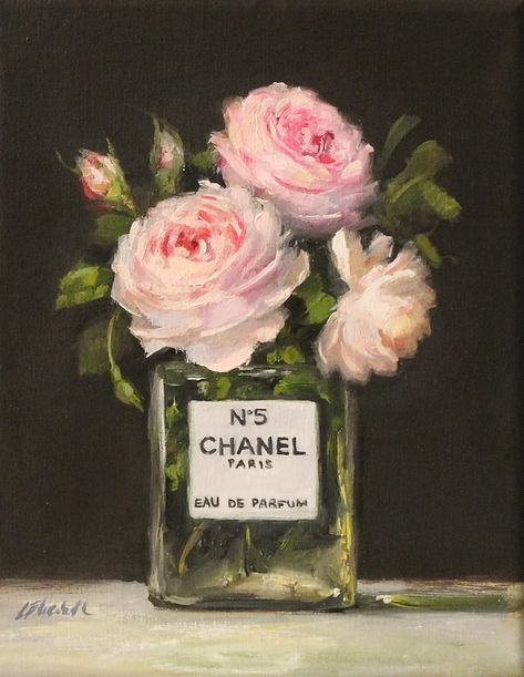 Chanel Art, Pink Painting, Cute Paintings, Floral Oil Paintings, Floral Oil, Oil Painting Flowers, Flower Art Painting, Art Inspiration Painting, Arte Floral