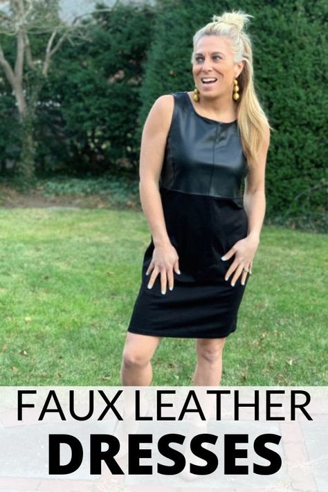 Best Faux Leather Dresses UNDER $100 - Faux Leather is a timeless, classic trend. Anyone can rock a faux leather dress, you just need to find the best style for you. Here are 10 styles ALL under $100! Shopping time for YOU! #FauxLeather #Leather #Dresses Brown Leather Dress Outfit, Faux Leather Dress Outfit, Easy Mom Fashion, Sheath Dress Outfit, Leather Dress Outfit, Black Faux Leather Dress, Brown Leather Dress, Outfits Unique, Buzz Feed