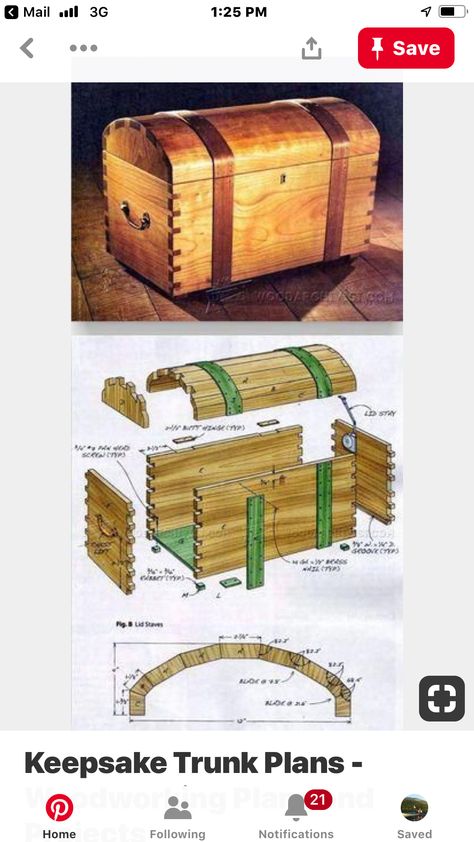 Keepsake Trunk, Bookcase Plans, Hantverk Diy, Wooden Trunk, Woodworking Tools Workshop, Wood Crafting Tools, Woodworking For Kids, Popular Woodworking, Wood Plans