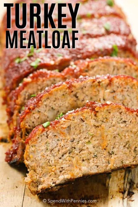 This Turkey meatloaf recipe is moist and tender. This is made with lean ground turkey and it's a family favorite! #spendwithpennies #meatloaf #turkeymeatloaf #easyrecipe #turkeymeatloafrecipe #healthyrecipe #easydinner #dinnerrecipe Ground Turkey Meatloaf Recipes, Turkey Meatloaf Recipe Easy, Easy Turkey Meatloaf, Turkey Loaf, Ground Turkey Meatloaf, Turkey Meatloaf Recipe, Turkey Meatloaf Recipes, Good Meatloaf Recipe, Spend With Pennies