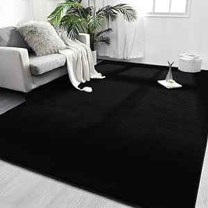 FlyDOIT Area Rugs for Bedroom Living Room, 4x6 Black Super Soft Comfy Thickened Memory-Foam Indoor Carpets, Modern Aesthetic Minimalist Carpet for Boys Girls Adults Apartment Nursery Home Décor Black Rug Bedroom, Apartment Nursery, Area Rugs For Bedroom, Lounge Rug, Latest Living Room Designs, Cozy Rugs, Rugs For Bedroom, Aesthetic Minimalist, Indoor Carpet