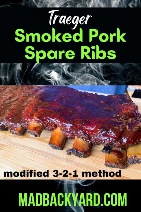 Pork Spare Ribs Grilled, Smoked Pork Spare Ribs, Cooking Pork Ribs, Pork Spare Ribs Recipe, Spareribs Recipe, Ribs Seasoning, Pork Ribs Grilled, Pork Back Ribs, Traeger Smoker