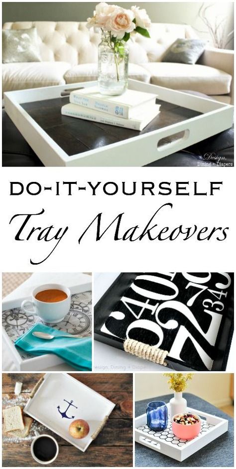 DIY Tray Makeovers | So many chic ideas to give tired trays an upgrade! Painted Trays Ideas, Michaels Crafts Diy, Tray Makeover, Diy Serving Tray, Michaels Craft, Diy Tray, Painted Trays, Tray Diy, Décor Diy